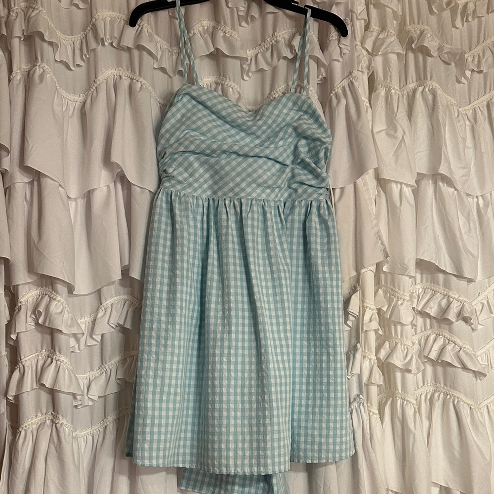 TCEC Light Blue Gingham Mini Dress